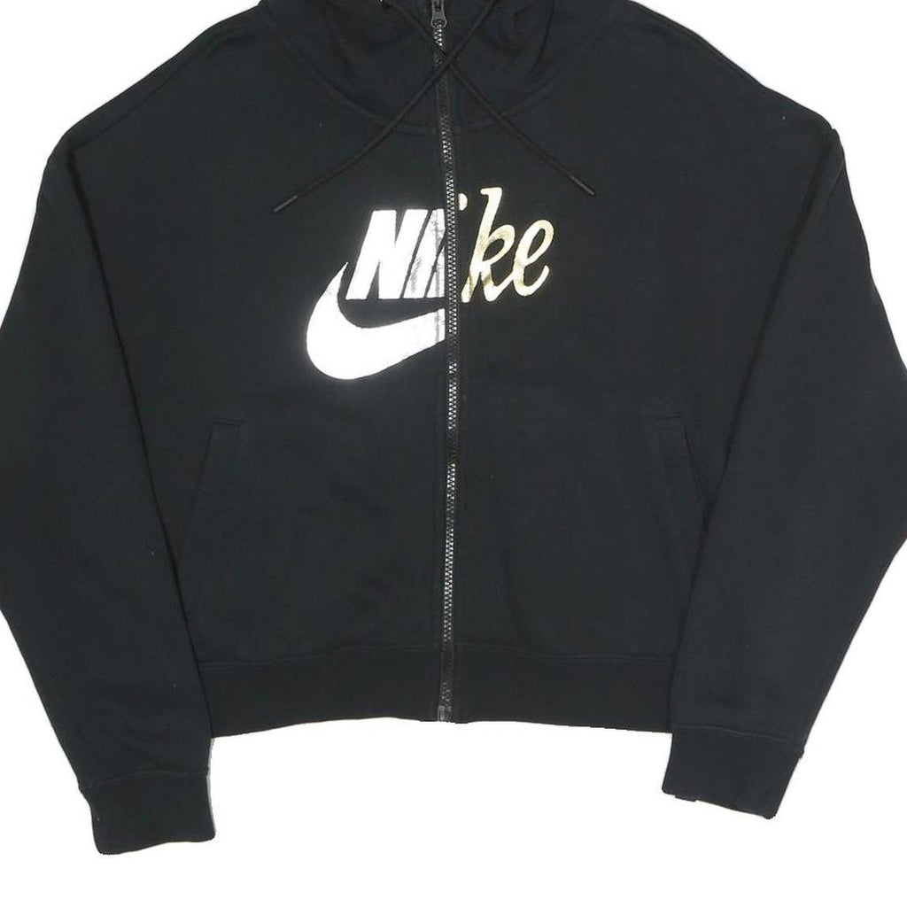 NIKE Womens Black Full Zip Hoodie M Cotton Blend Casual Sportswear