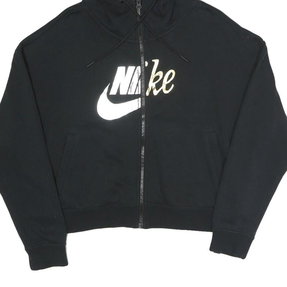 NIKE Womens Black Full Zip Hoodie M Cotton Blend Casual Sportswear