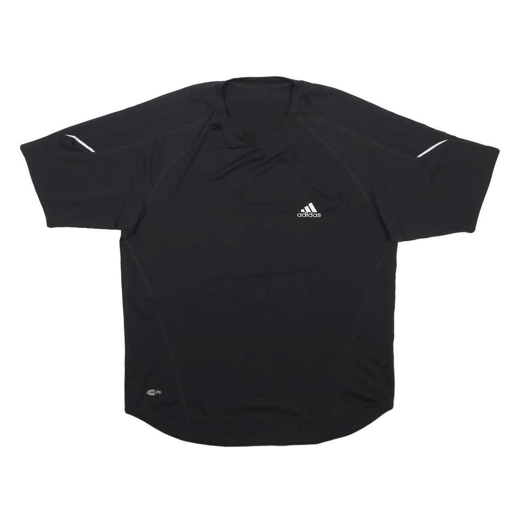 ADIDAS Mens Black Polyester T-Shirt L Short Sleeve Crew Neck Sports Gym Top