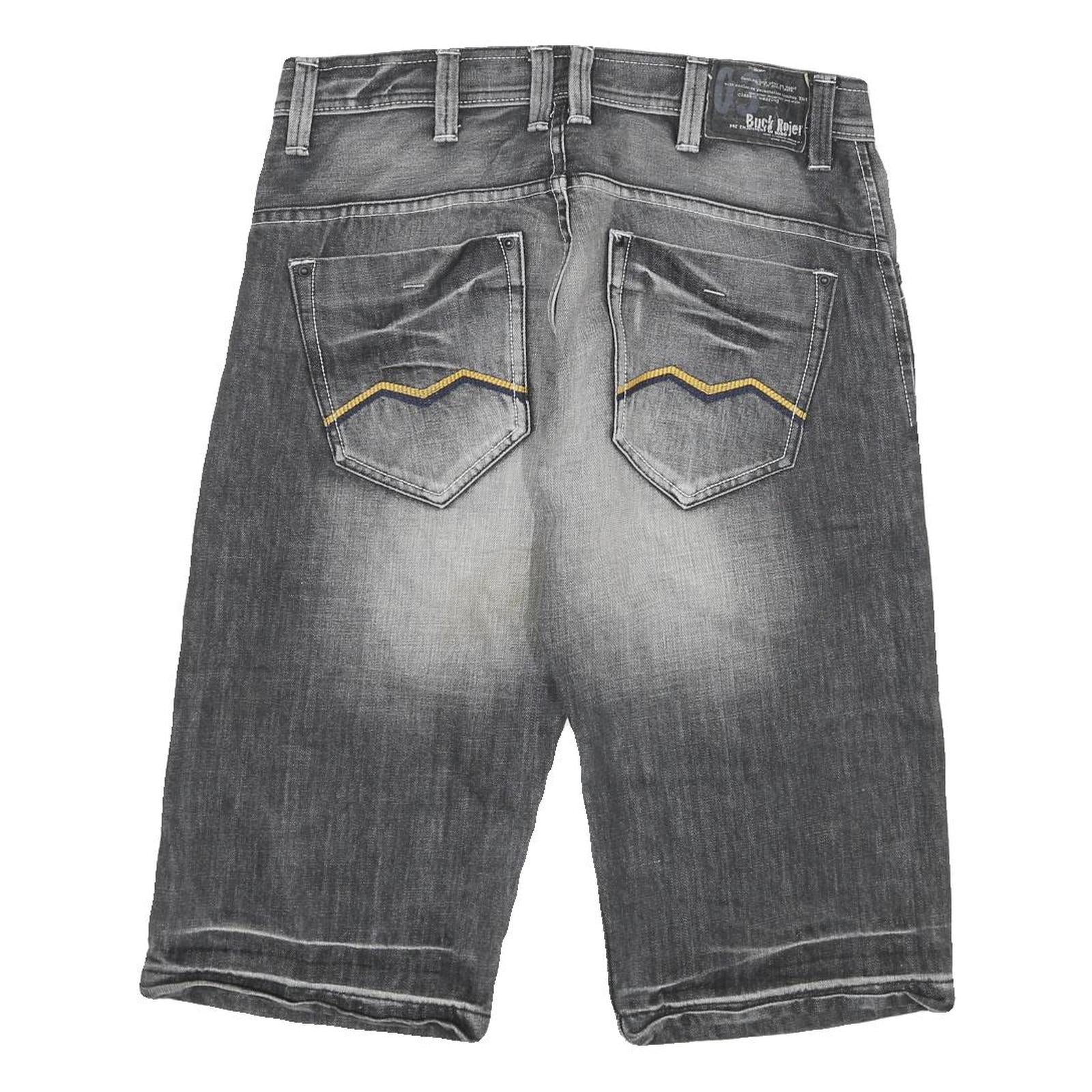 BUCK ROJER Mens Cotton Blend Grey Casual Denim Shorts XL W34