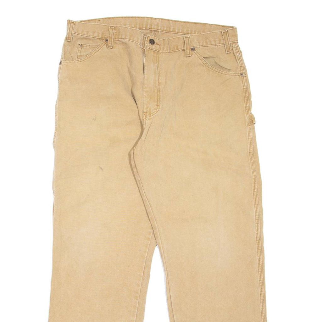 DICKIES Carpenter Workwear Mens Trousers Beige Regular Straight W38 L32