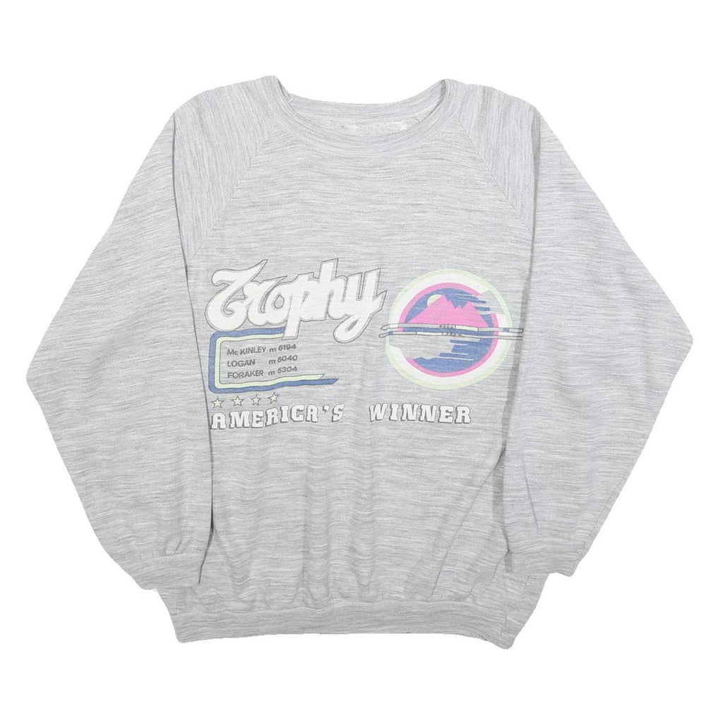 Womens Grey Trophy Cotton Blend Crew Neck Sweatshirt L Casual Pullover