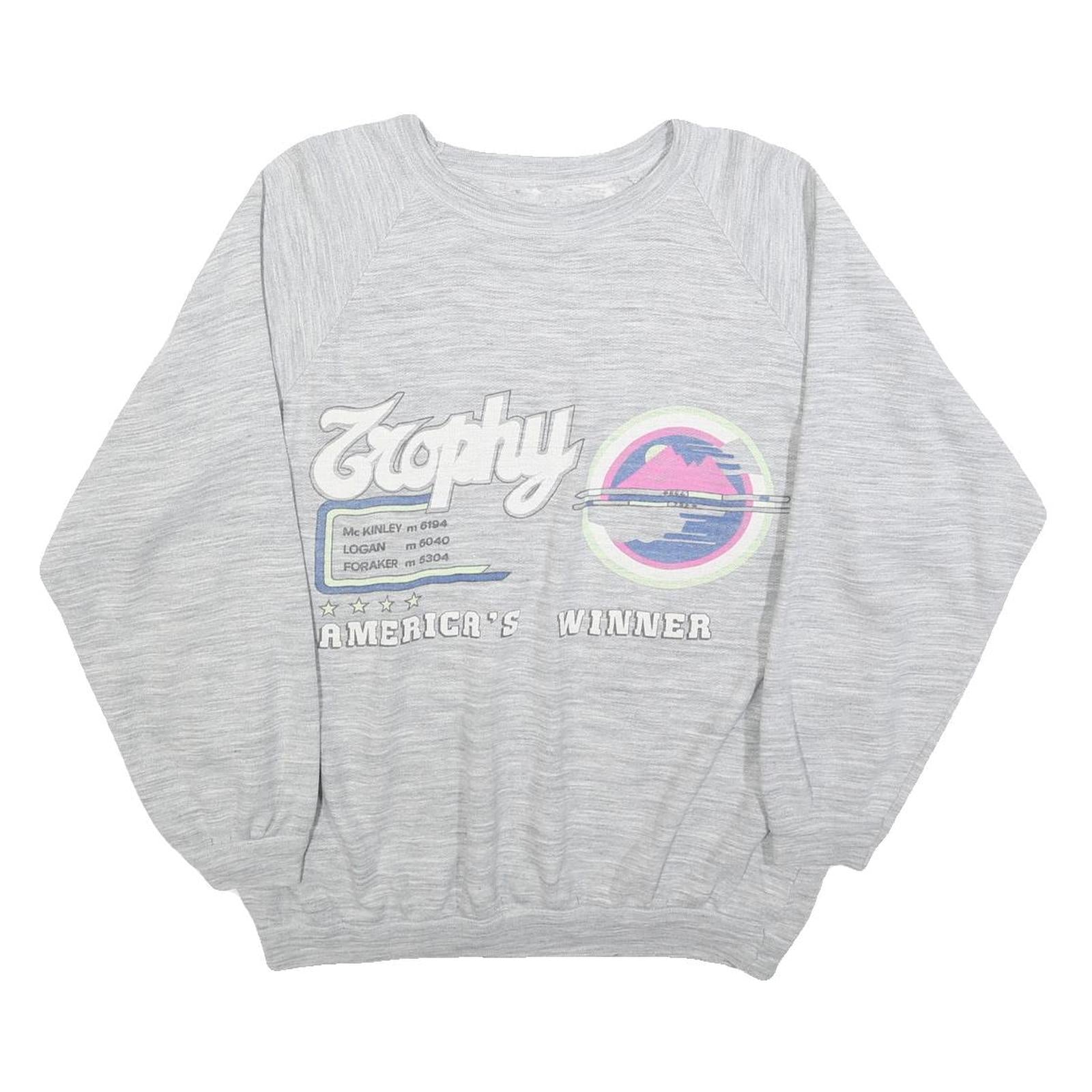 Womens Grey Trophy Cotton Blend Crew Neck Sweatshirt L Casual Pullover