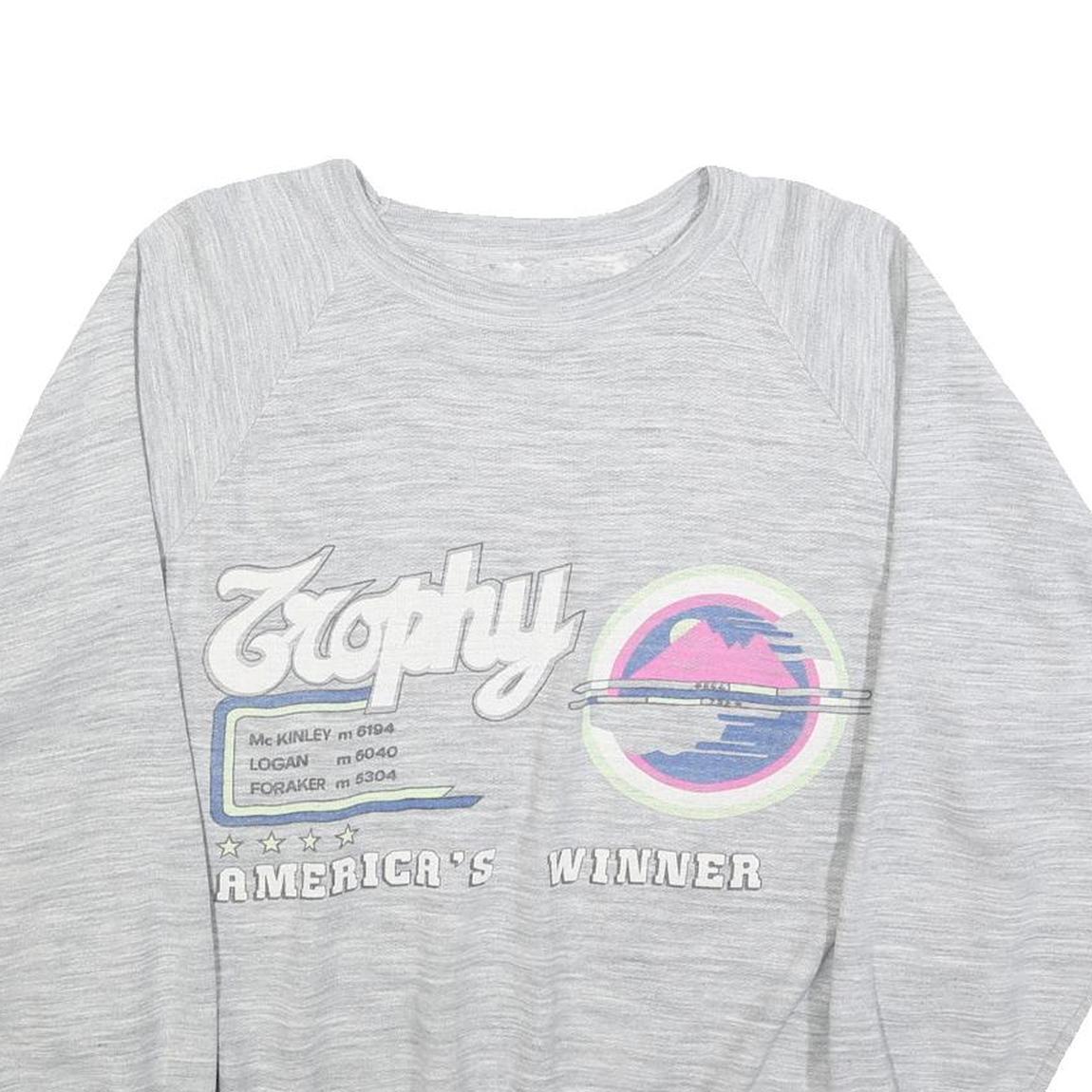Womens Grey Trophy Cotton Blend Crew Neck Sweatshirt L Casual Pullover