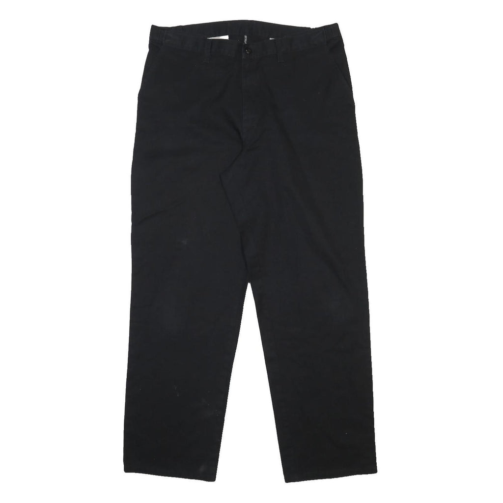 DICKIES Mens Black Cotton Blend Regular Fit Straight Trousers W36 L31 Workwear