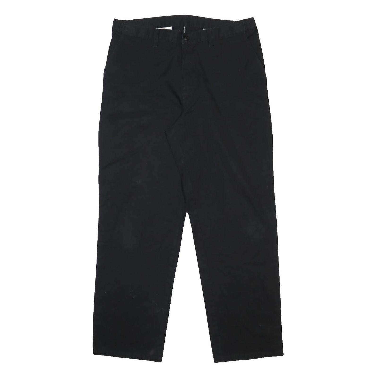 DICKIES Mens Black Cotton Blend Regular Fit Straight Trousers W36 L31 Workwear