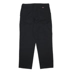DICKIES Mens Black Cotton Blend Regular Fit Straight Trousers W36 L31 Workwear