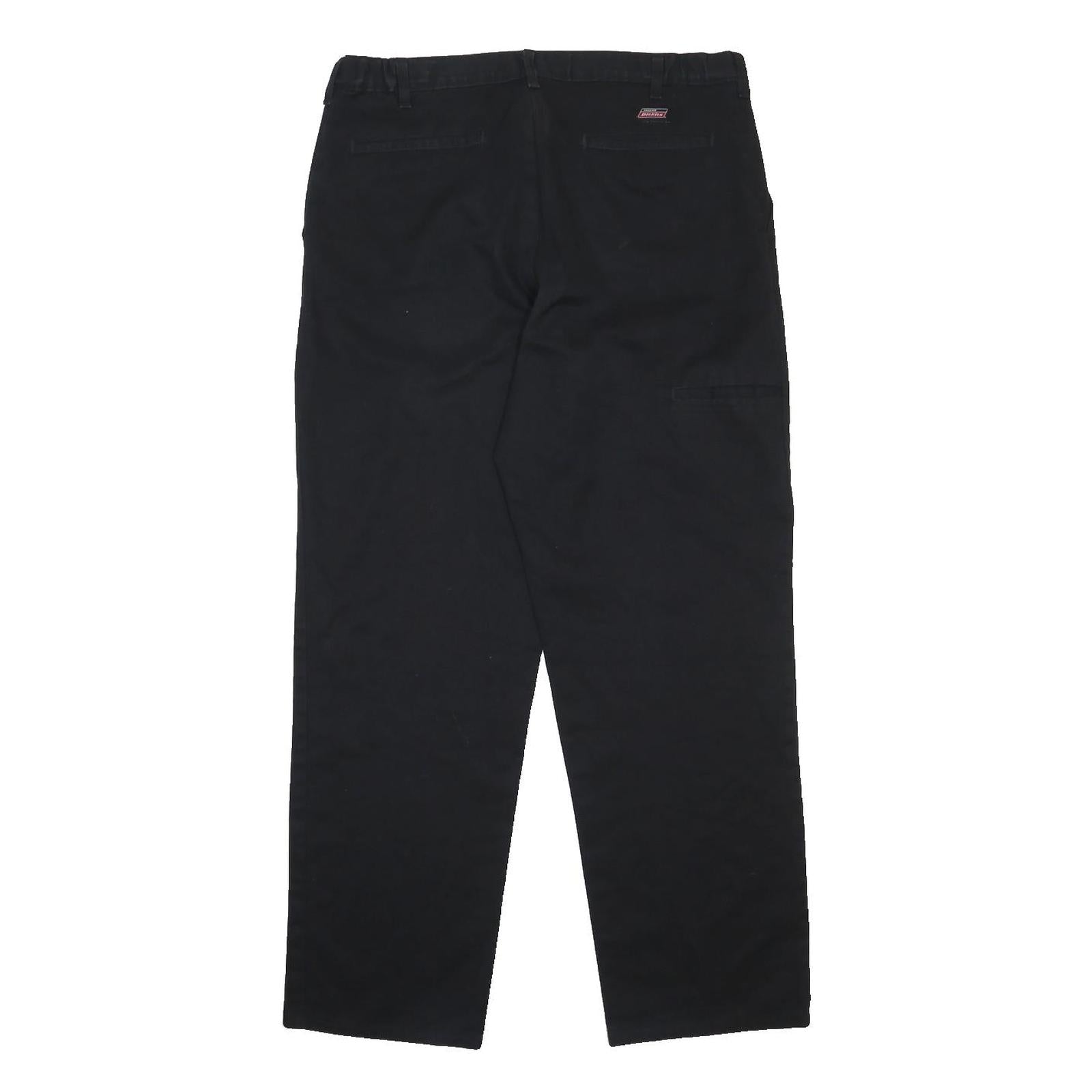 DICKIES Mens Black Cotton Blend Regular Fit Straight Trousers W36 L31 Workwear