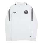 NIKE Mens White Paris Saint Germain 1/4 Zip Sweatshirt S Athletic Sportswear