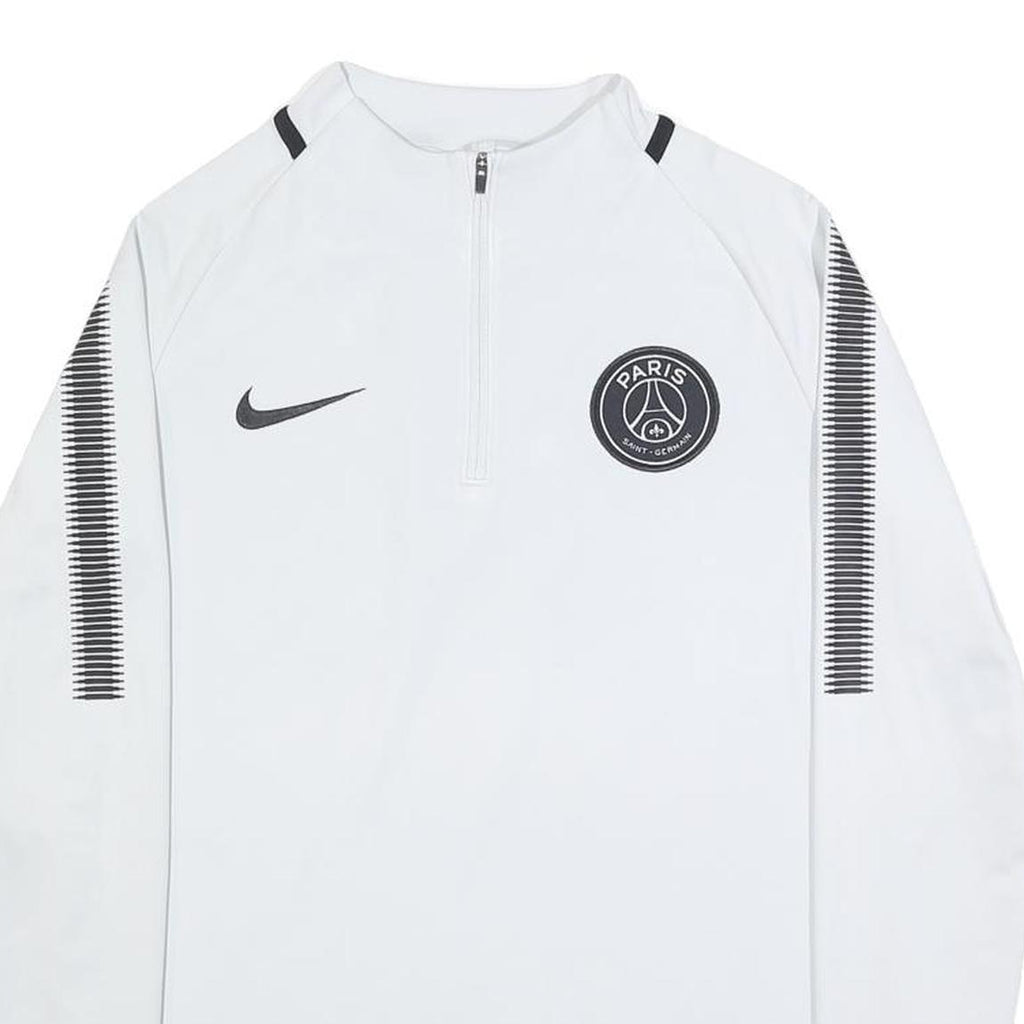 NIKE Mens White Paris Saint Germain 1/4 Zip Sweatshirt S Athletic Sportswear