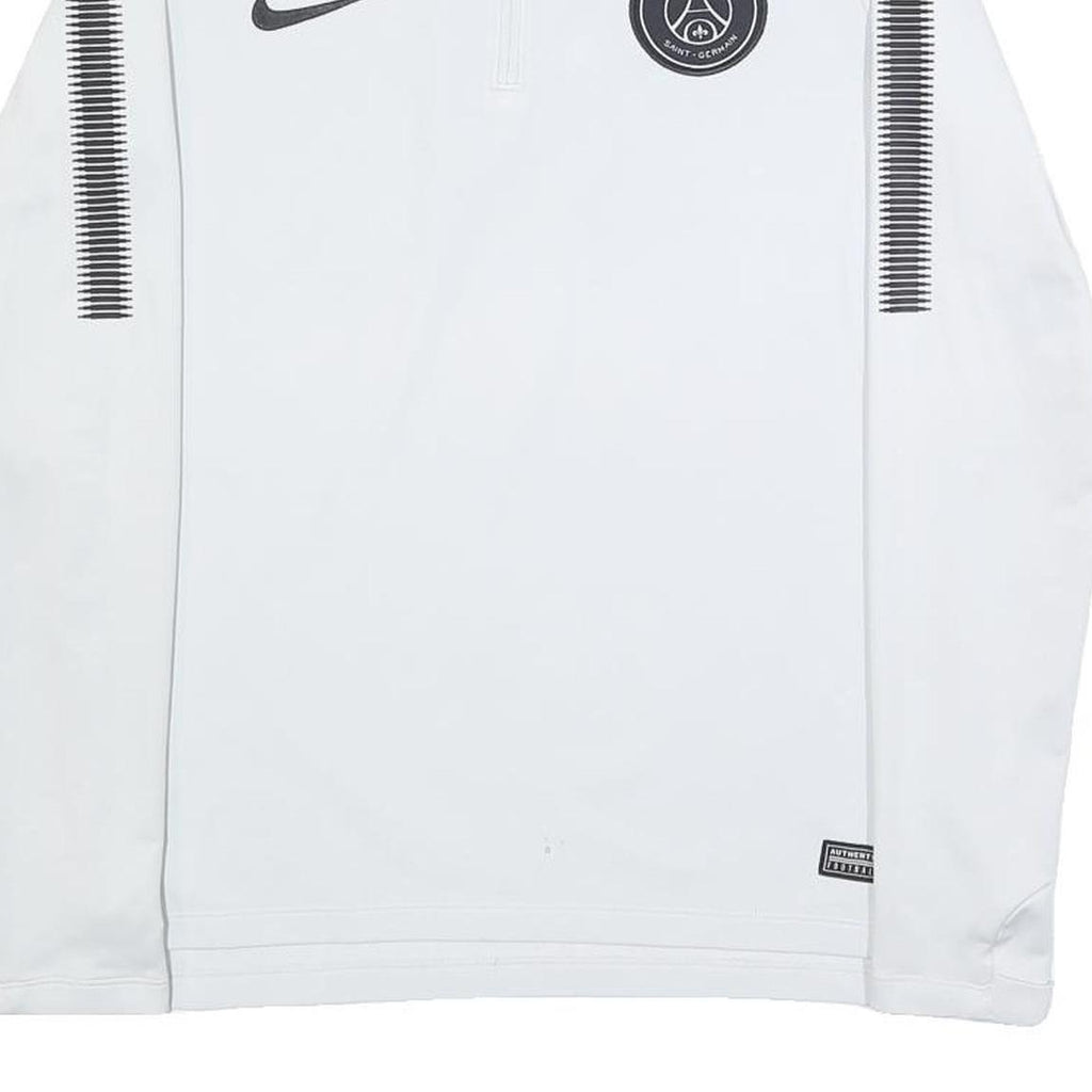 NIKE Mens White Paris Saint Germain 1/4 Zip Sweatshirt S Athletic Sportswear