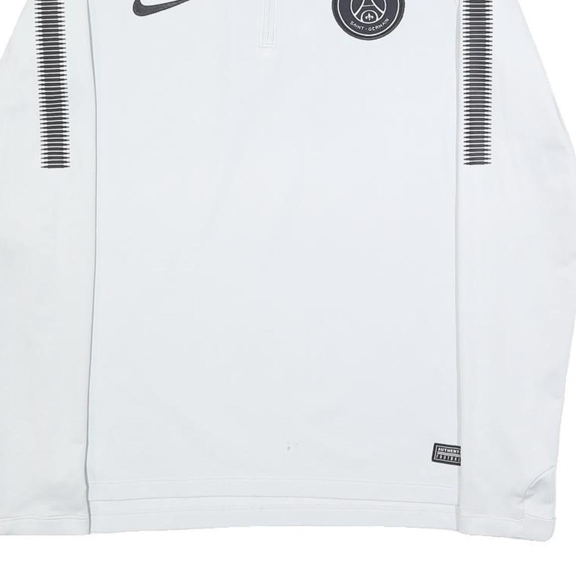 NIKE Mens White Paris Saint Germain 1/4 Zip Sweatshirt S Athletic Sportswear