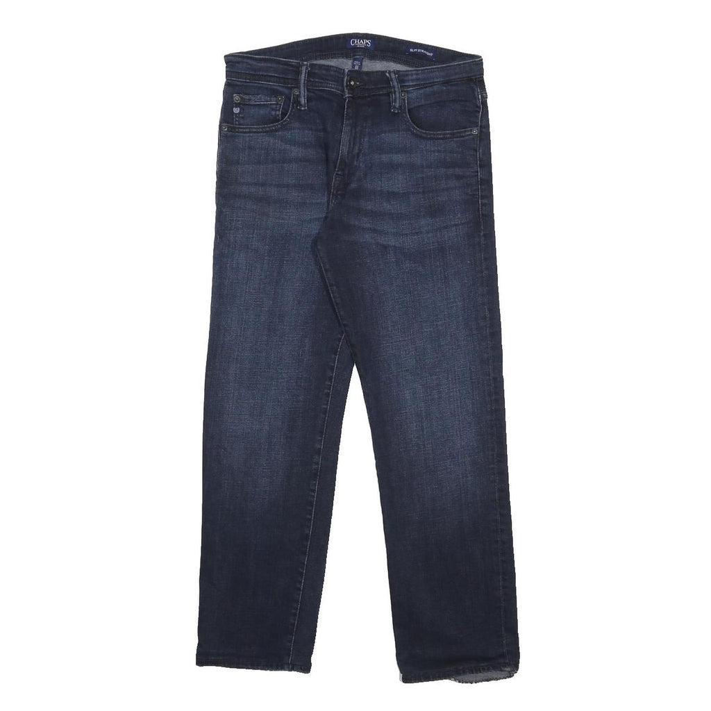 CHAPS Mens Slim Blue Slim Straight Denim Dark W32 L28 Zip Jeans Casual Wear