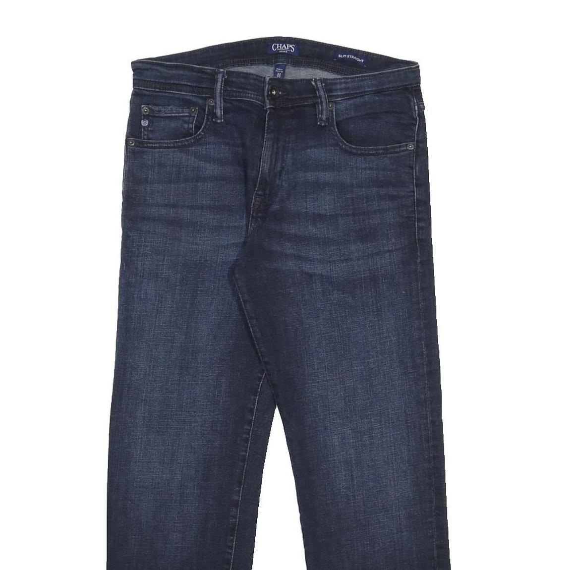 CHAPS Mens Slim Blue Slim Straight Denim Dark W32 L28 Zip Jeans Casual Wear
