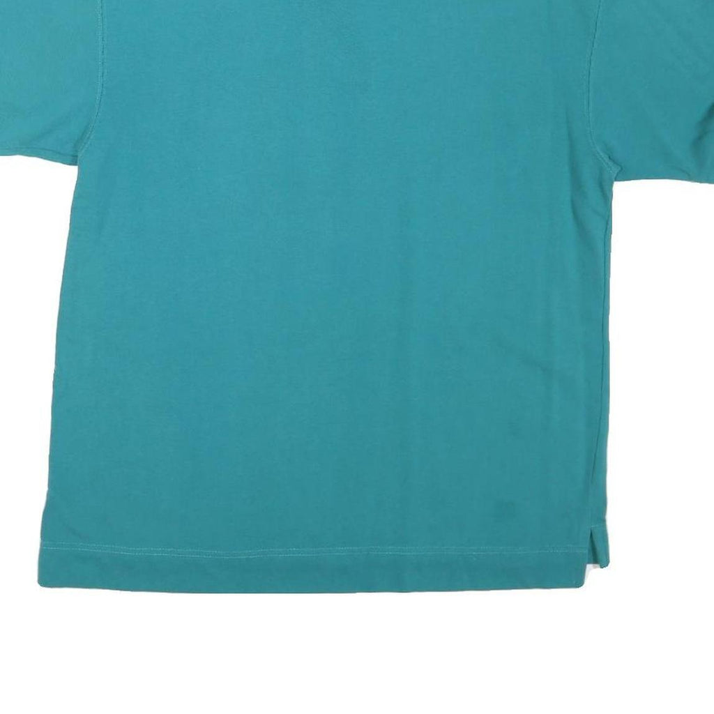 MICKEY INC Mens Teal Blue Short Sleeve Plain Polo Shirt M Cotton Blend