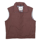 WOOLRICH Womens Maroon Sleeveless Zip Jacket 2XL Plain Casual Outerwear