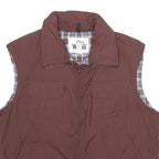 WOOLRICH Womens Maroon Sleeveless Zip Jacket 2XL Plain Casual Outerwear