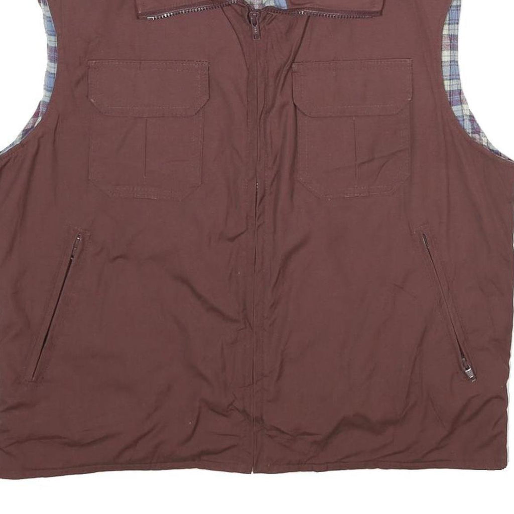 WOOLRICH Womens Maroon Sleeveless Zip Jacket 2XL Plain Casual Outerwear