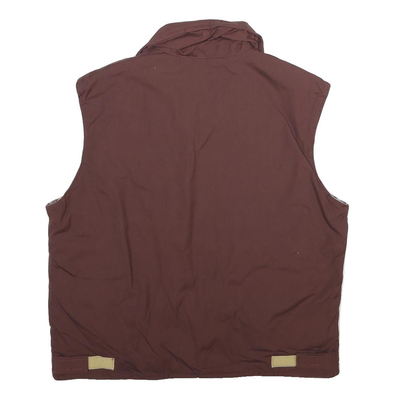 WOOLRICH Womens Maroon Sleeveless Zip Jacket 2XL Plain Casual Outerwear