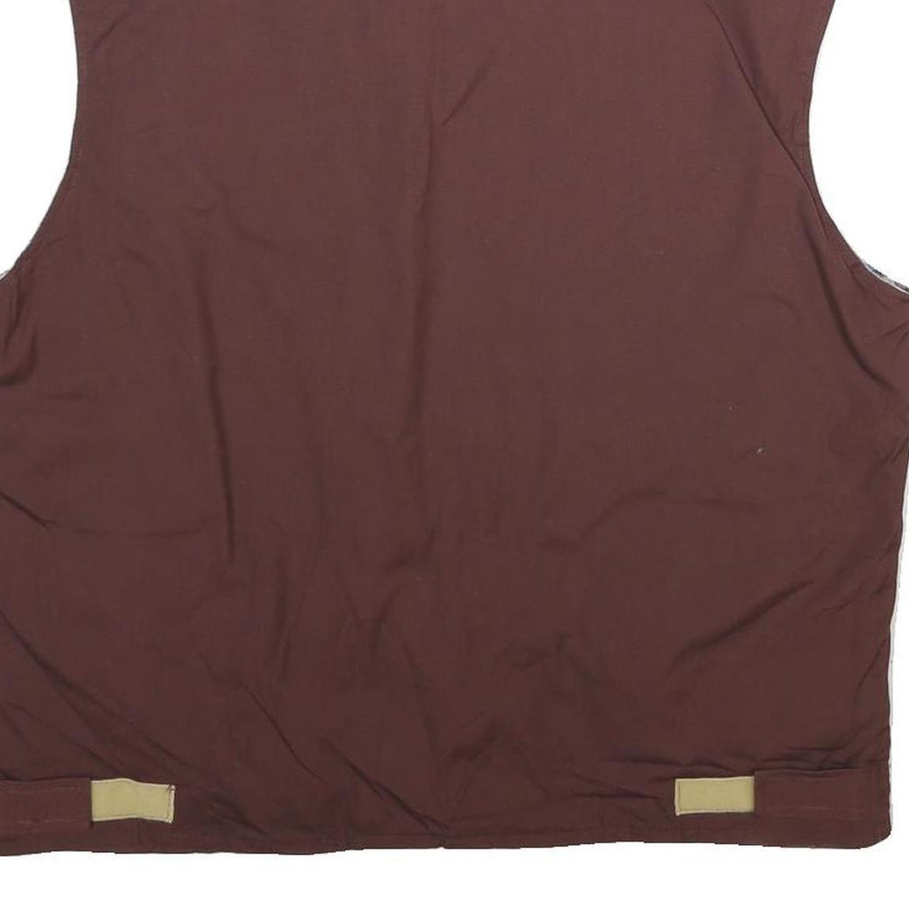 WOOLRICH Womens Maroon Sleeveless Zip Jacket 2XL Plain Casual Outerwear