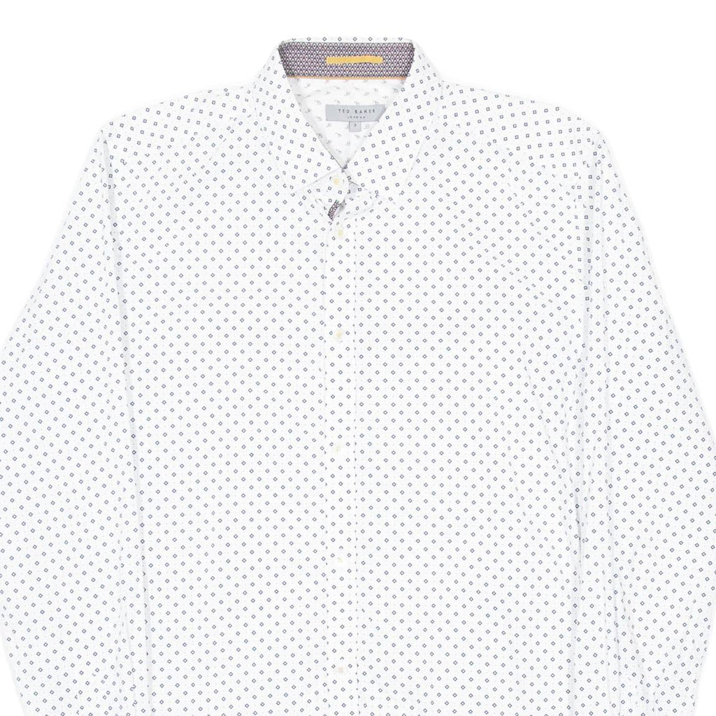 TED BAKER Mens Shirt White Diamond Long Sleeve M