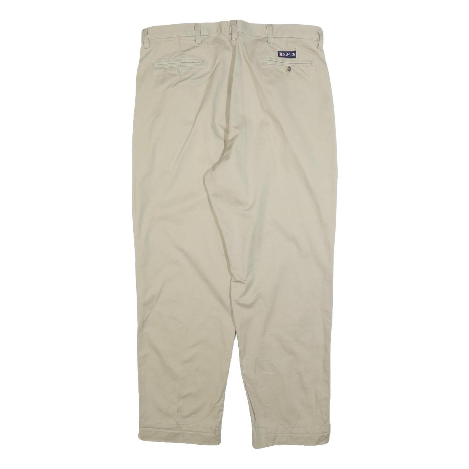 CHAPS RALPH LAUREN Mens Cotton Blend Beige Regular Fit Straight Leg Trousers W38