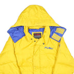 FUBU Womens Yellow & Blue Puffer Jacket M Polyester Zip Hooded Casual Winter