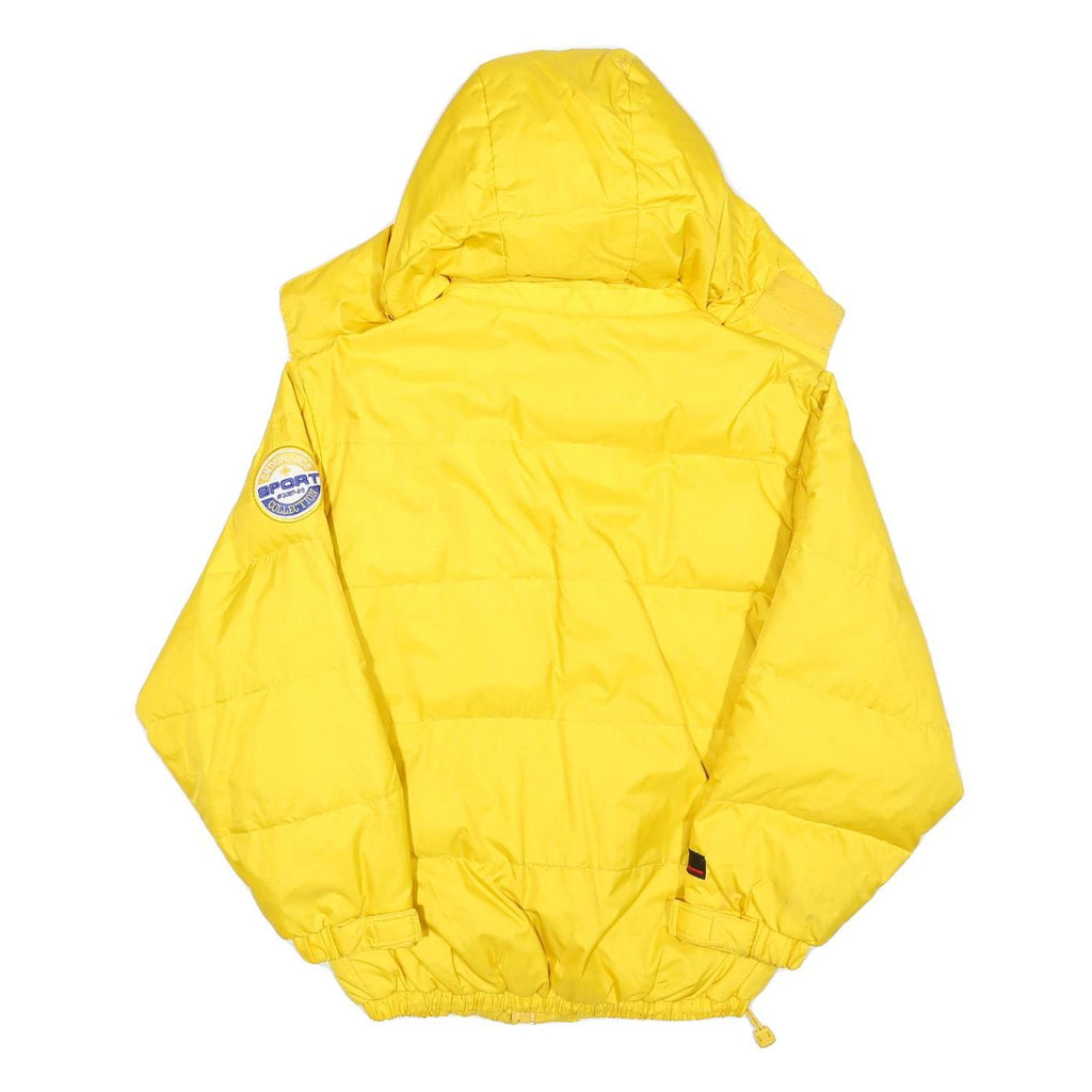 FUBU Womens Yellow & Blue Puffer Jacket M Polyester Zip Hooded Casual Winter