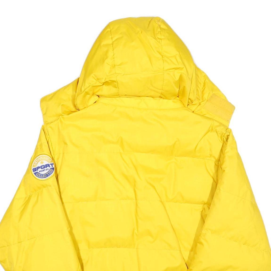 FUBU Womens Yellow & Blue Puffer Jacket M Polyester Zip Hooded Casual Winter