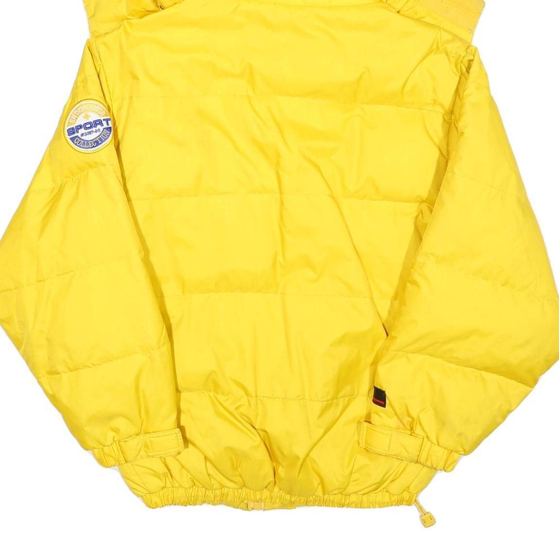 FUBU Womens Yellow & Blue Puffer Jacket M Polyester Zip Hooded Casual Winter