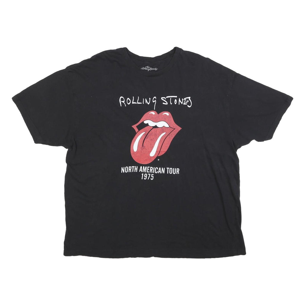 THE ROLLING STONES Mens Black North American Tour 1975 Graphic T-Shirt 2XL Short