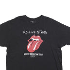 THE ROLLING STONES Mens Black North American Tour 1975 Graphic T-Shirt 2XL Short