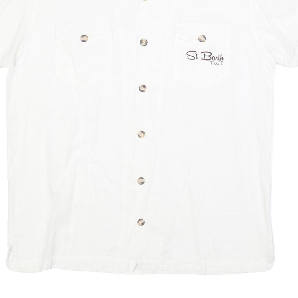 BAOBAB Mens White Cotton Shirt M St Barth Fiji Button Pocket Casual Summer