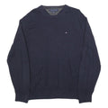 TOMMY HILFIGER Mens Navy Blue Classic Jumper Crew Neck Basic Knit XL Cotton
