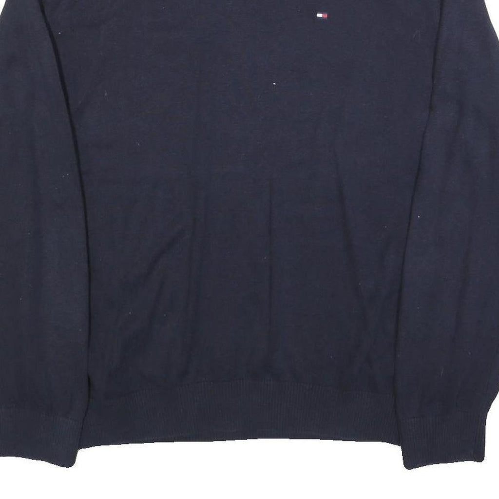 TOMMY HILFIGER Mens Navy Blue Classic Jumper Crew Neck Basic Knit XL Cotton