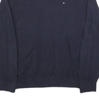 TOMMY HILFIGER Mens Navy Blue Classic Jumper Crew Neck Basic Knit XL Cotton