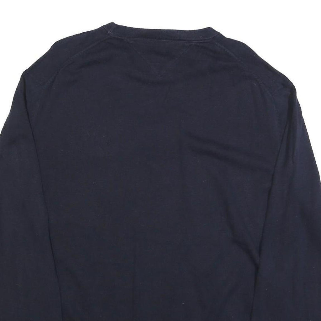 TOMMY HILFIGER Mens Navy Blue Classic Jumper Crew Neck Basic Knit XL Cotton