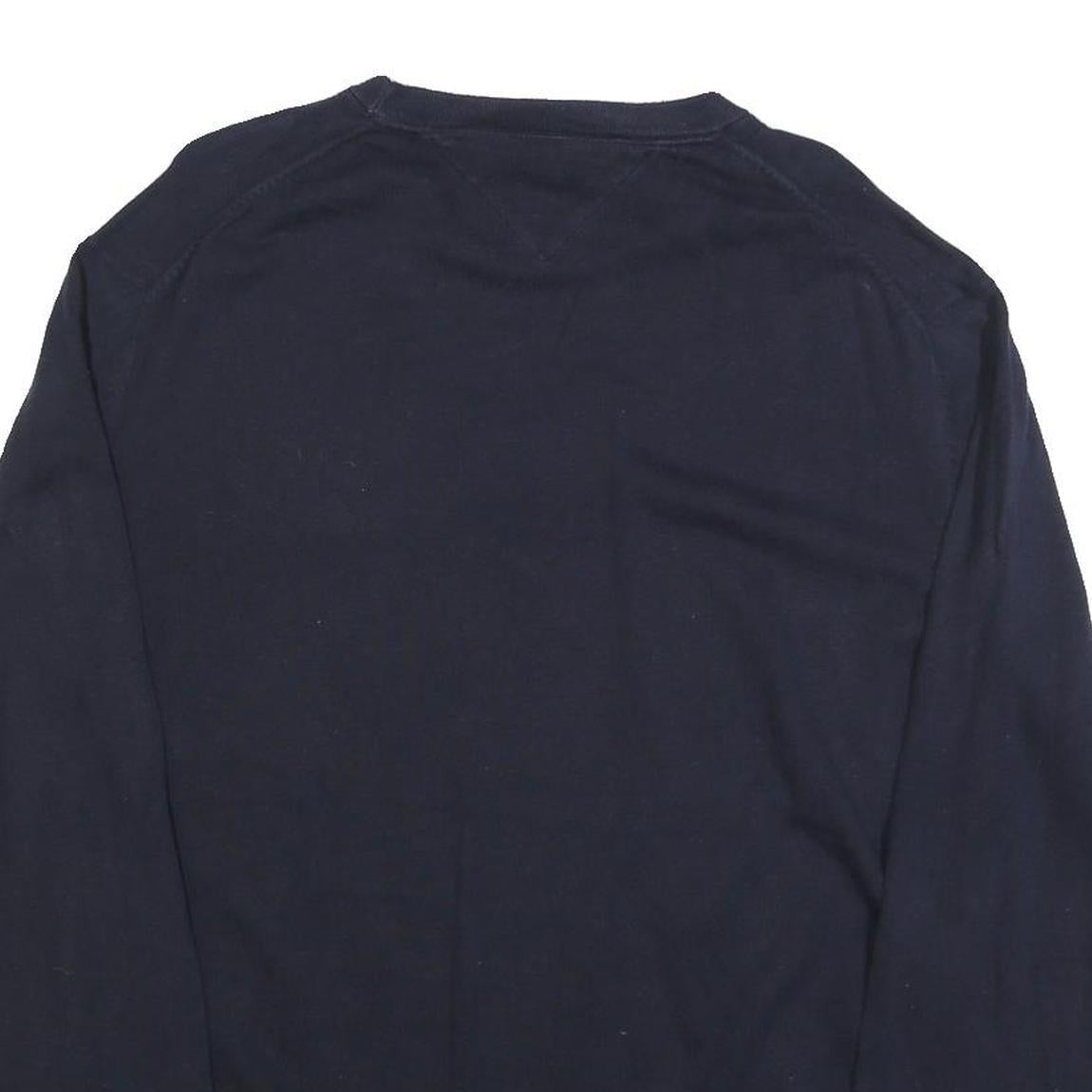 TOMMY HILFIGER Mens Navy Blue Classic Jumper Crew Neck Basic Knit XL Cotton