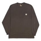 CARHARTT Mens Brown & Dark Brown Long Sleeve Crew Neck Pocket T-Shirt L Cotton