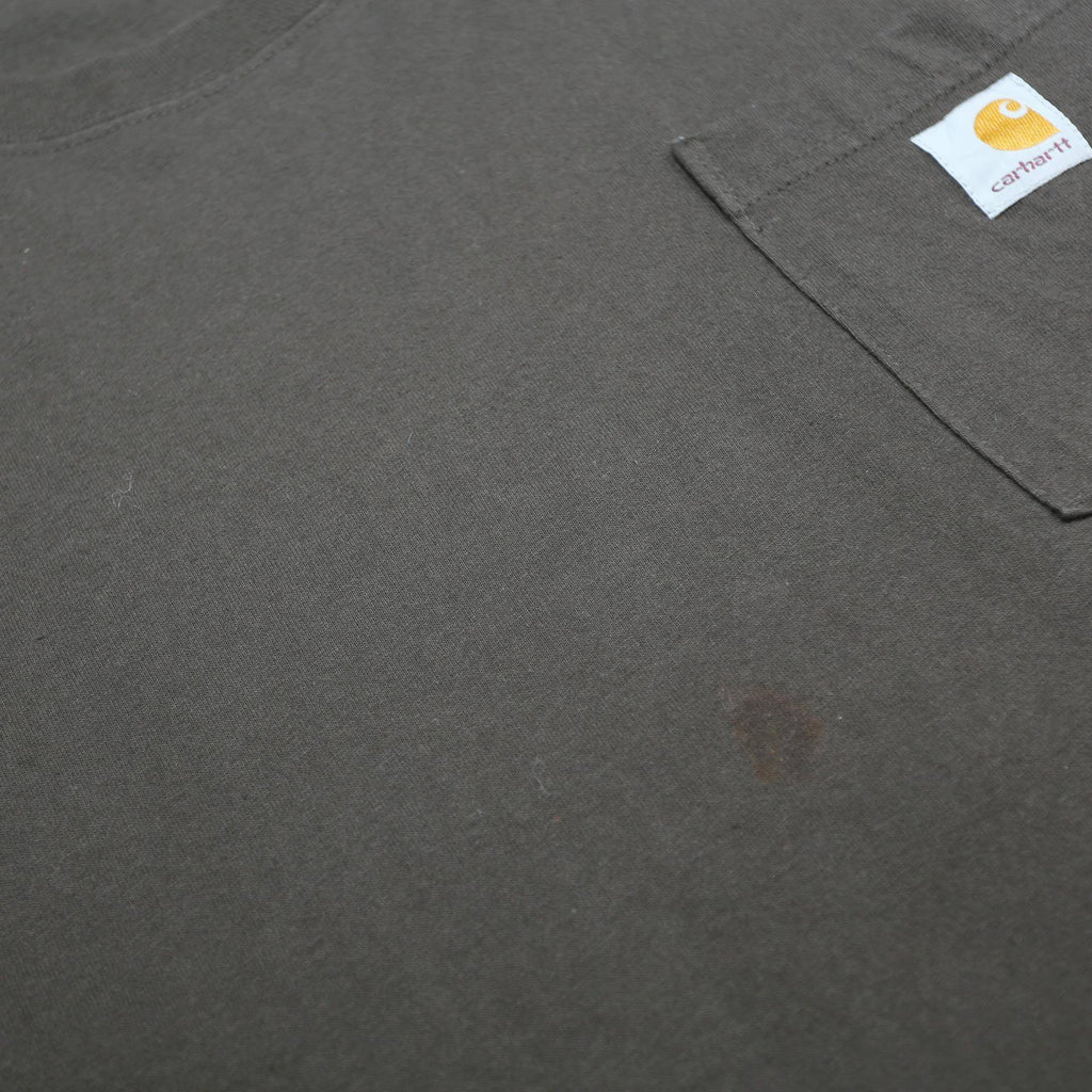CARHARTT Mens Brown & Dark Brown Long Sleeve Crew Neck Pocket T-Shirt L Cotton