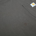 CARHARTT Mens Brown & Dark Brown Long Sleeve Crew Neck Pocket T-Shirt L Cotton