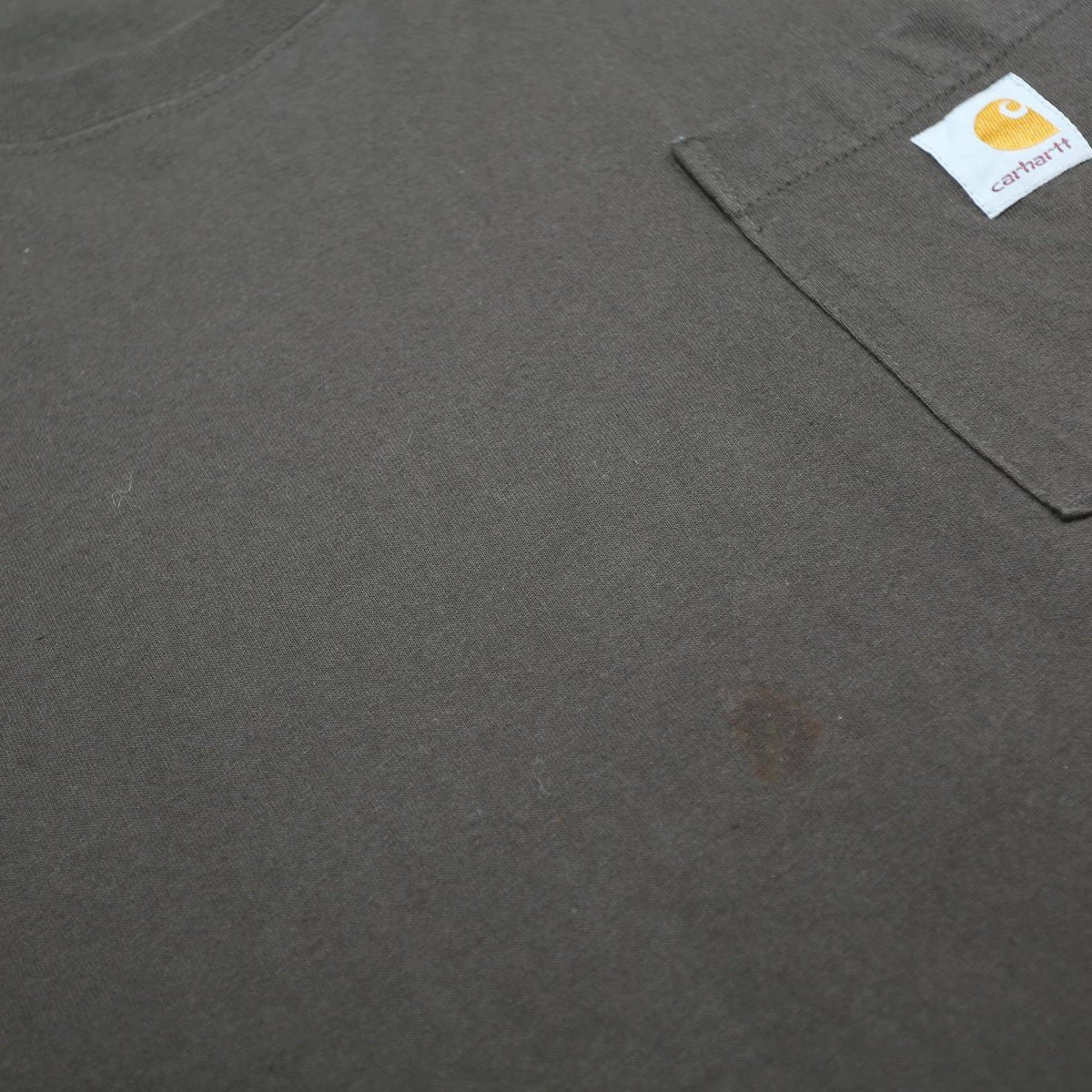 CARHARTT Mens Brown & Dark Brown Long Sleeve Crew Neck Pocket T-Shirt L Cotton