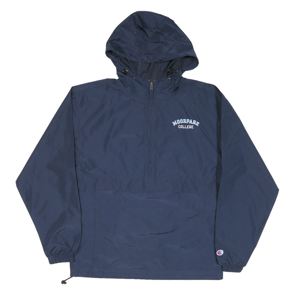 CHAMPION Mens Navy Blue College Jacket S Polyester Blend Plain Hooded Zip