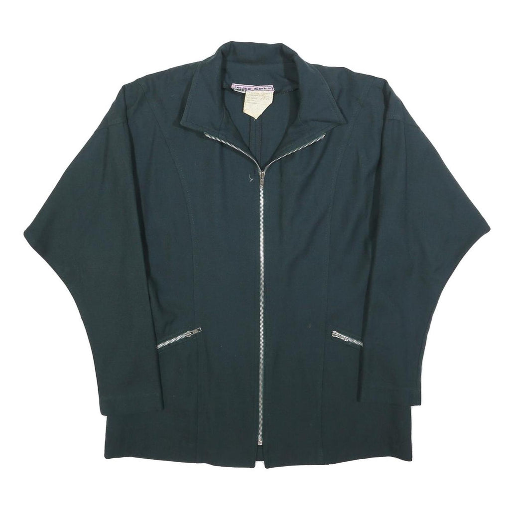 HUG AMCO Womens Black Wool Zip Jacket M Classic Plain Stylish Comfortable