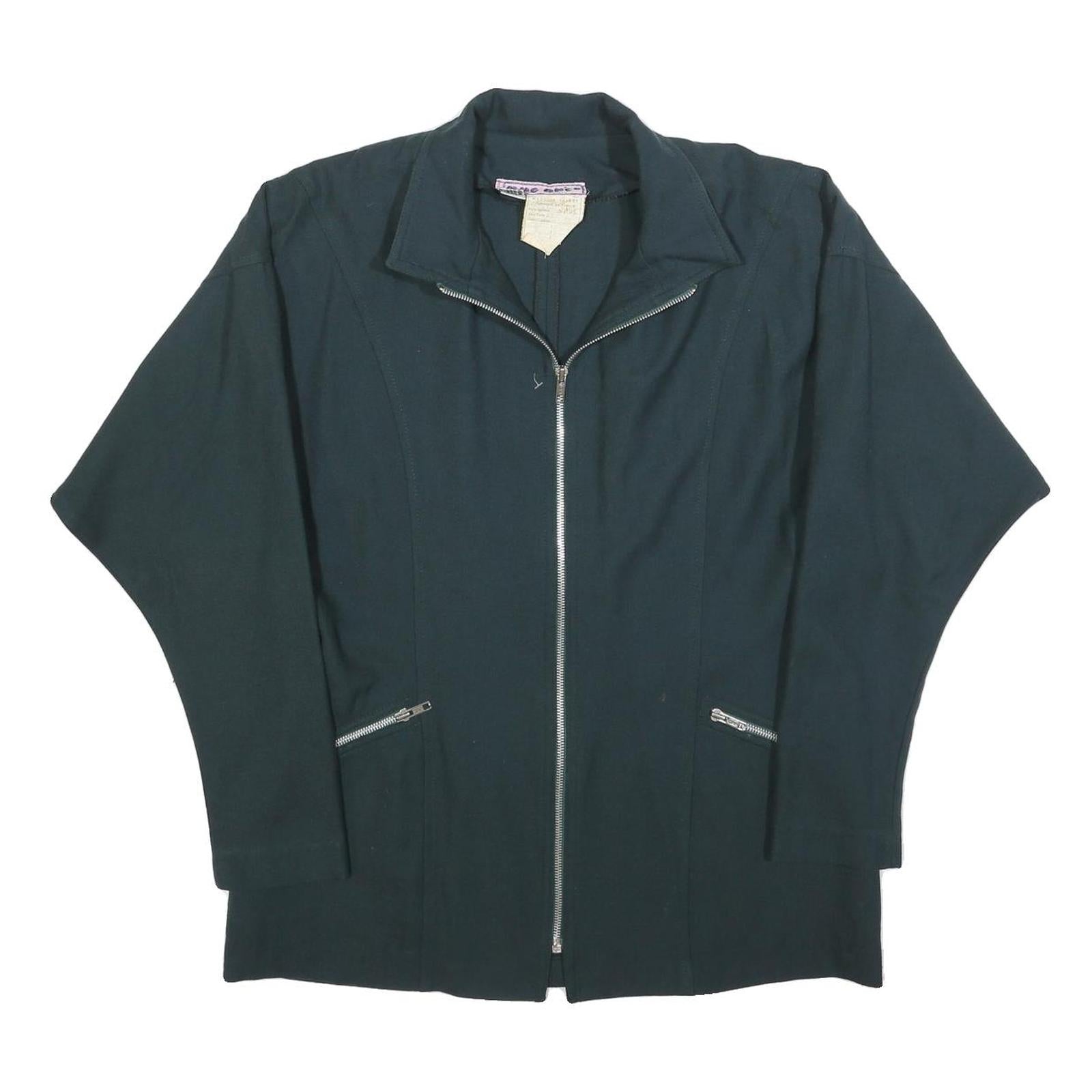 HUG AMCO Womens Black Wool Zip Jacket M Classic Plain Stylish Comfortable