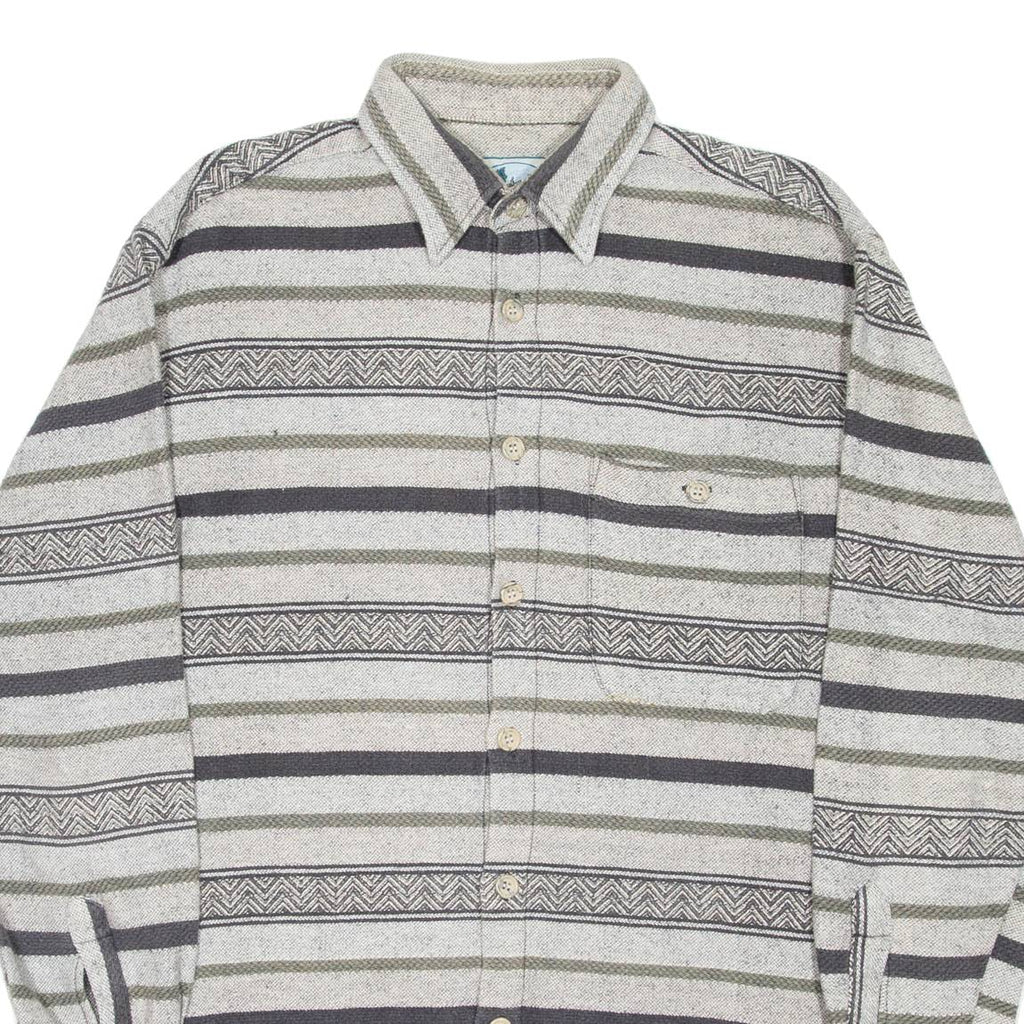 SEASONS Mens Shirt Grey Striped Long Sleeve L