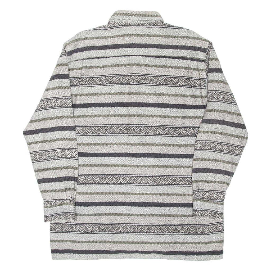 SEASONS Mens Shirt Grey Striped Long Sleeve L