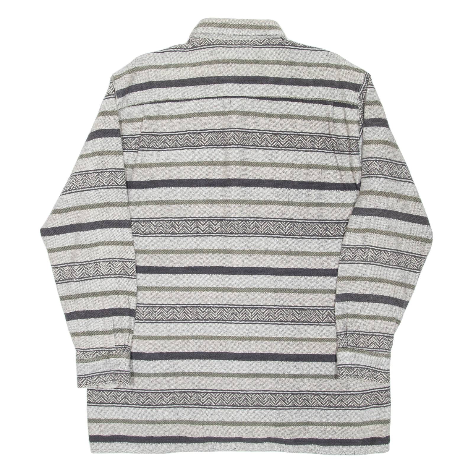 SEASONS Mens Shirt Grey Striped Long Sleeve L