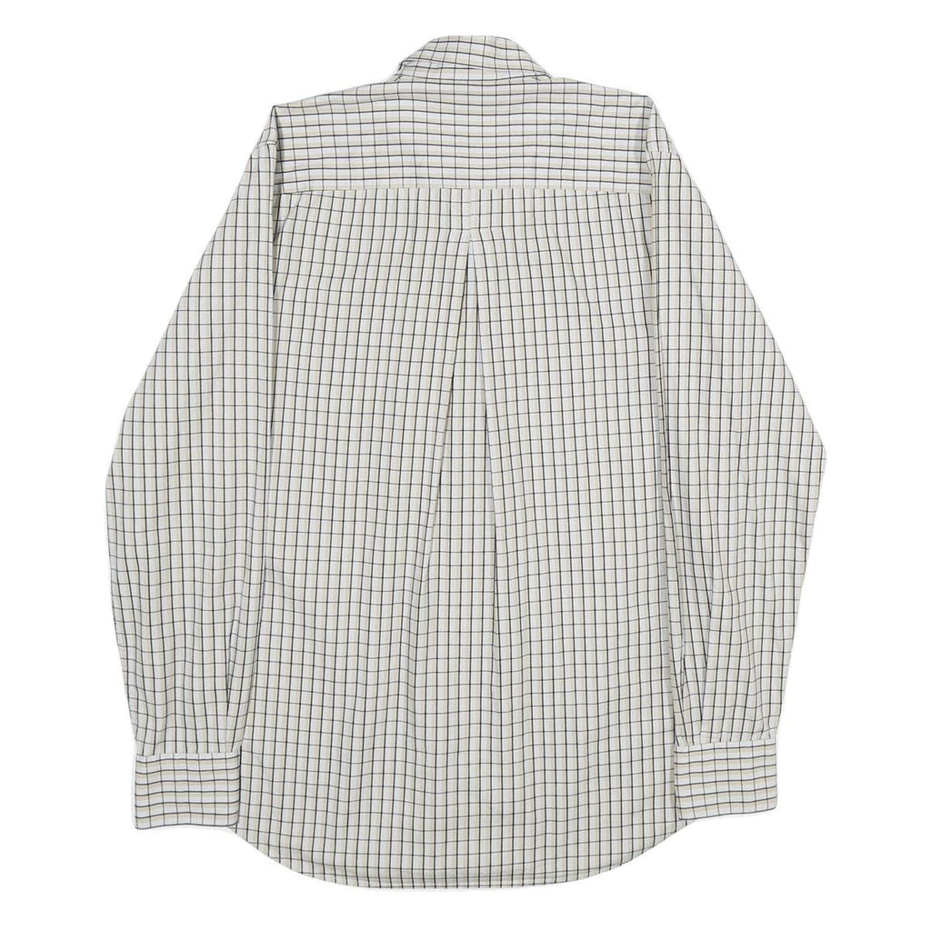 TIMBERLAND Mens White & Black Check Shirt S Long Sleeve Cotton Casual