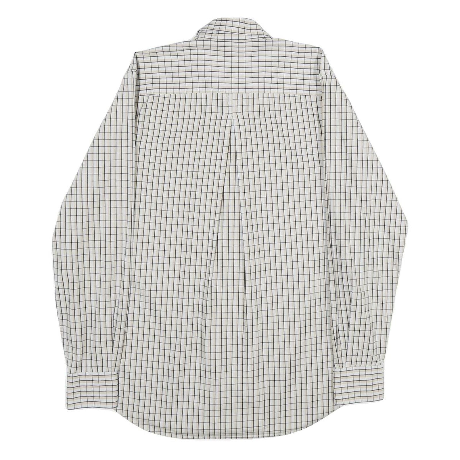 TIMBERLAND Mens White & Black Check Shirt S Long Sleeve Cotton Casual